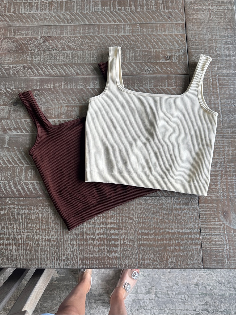 Ribbed Scoop Neck Crop Tank Top